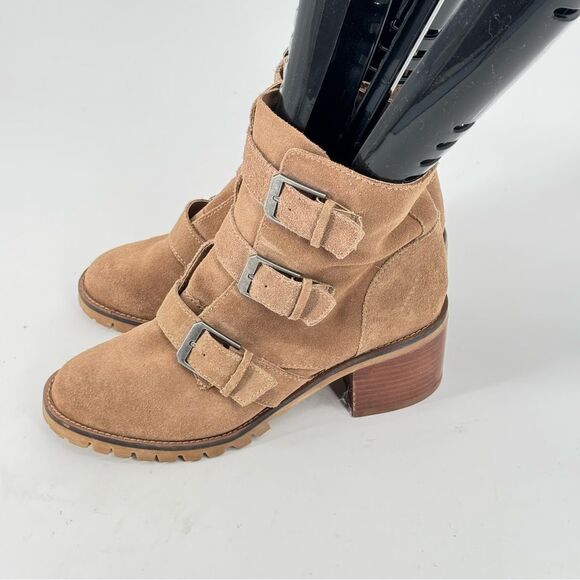 Crown Vintage Asisa Suede Leather Ankle Boots Size 8.5 Tan - Picture 2 of 8